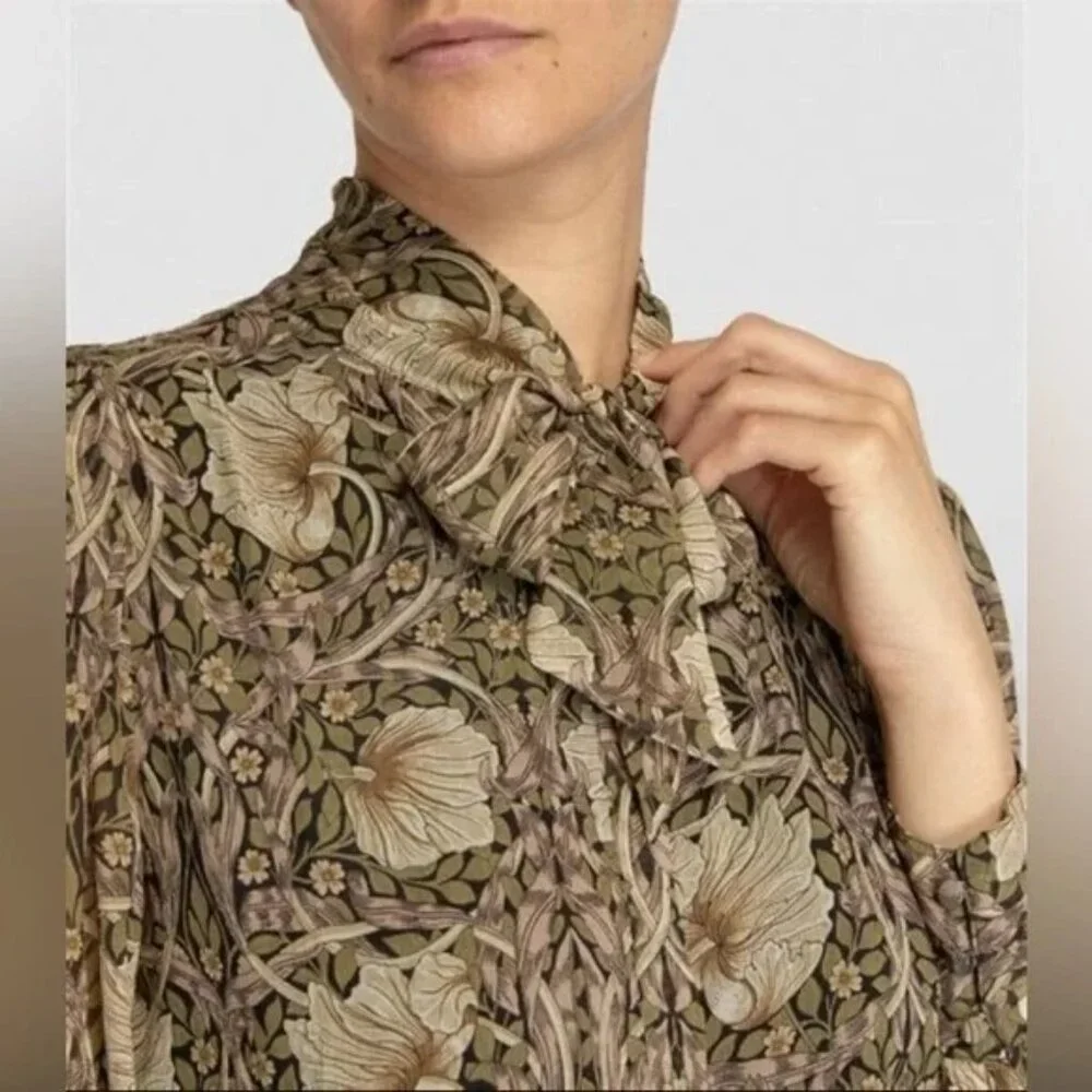 Morris & Co x PAIGE Vittoria Pimpernel 100% Silk Mini Dress Size L - Picture 11 of 12